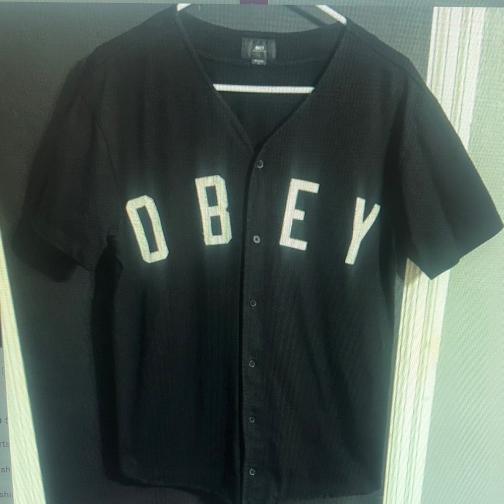 Obey Black Button-Up Jersey